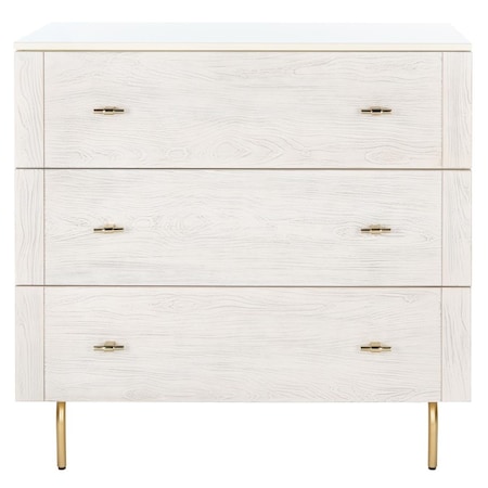 Safavieh Genevieve 3 Drawer Dressers, Cream & White Washed DRS5000E
